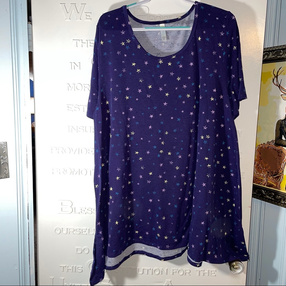 Lularoe Perfect Tee 3x - Navy w/ stars (EUC)